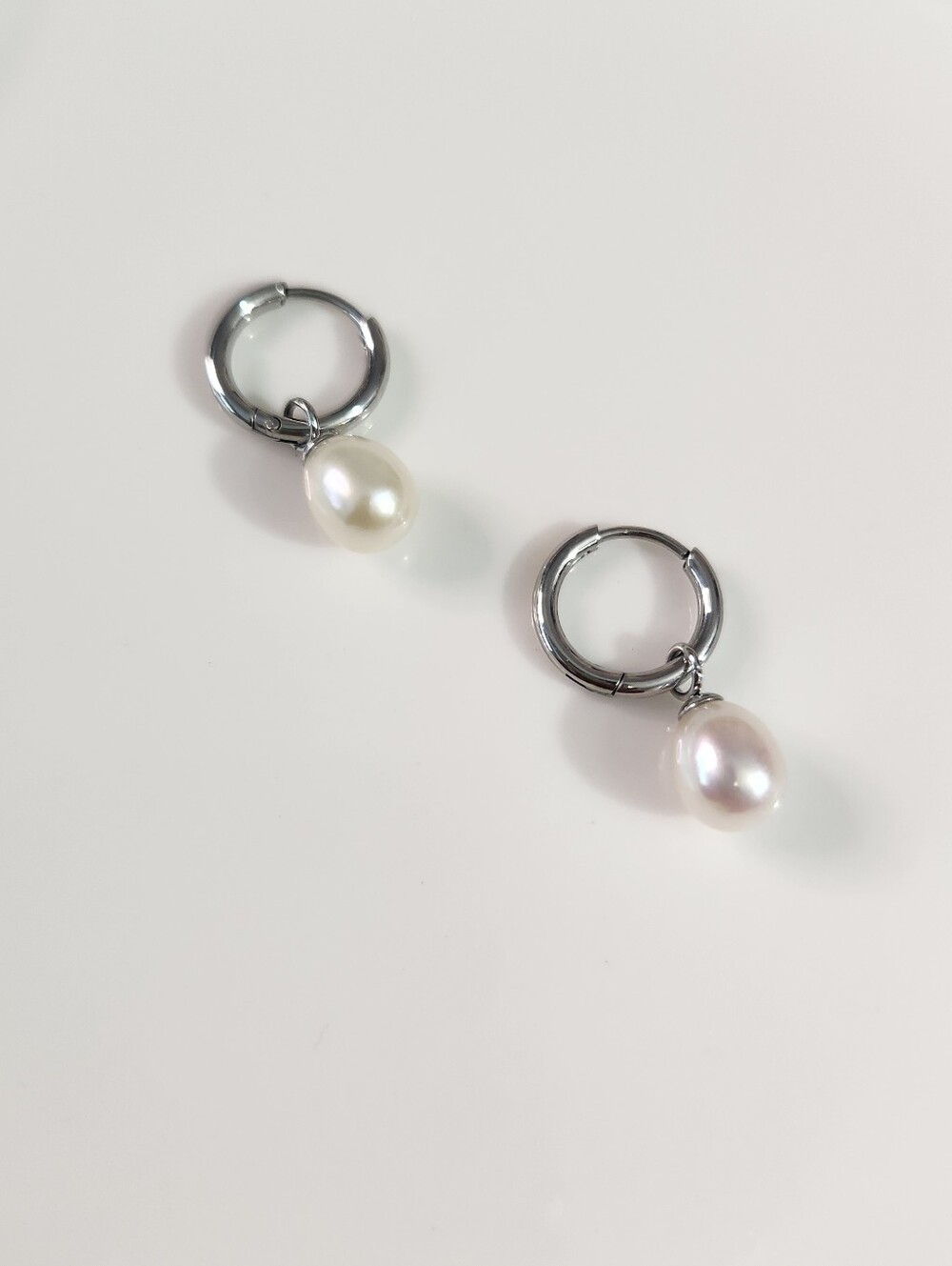Freshwater Pearl Huggie Charm Earrings